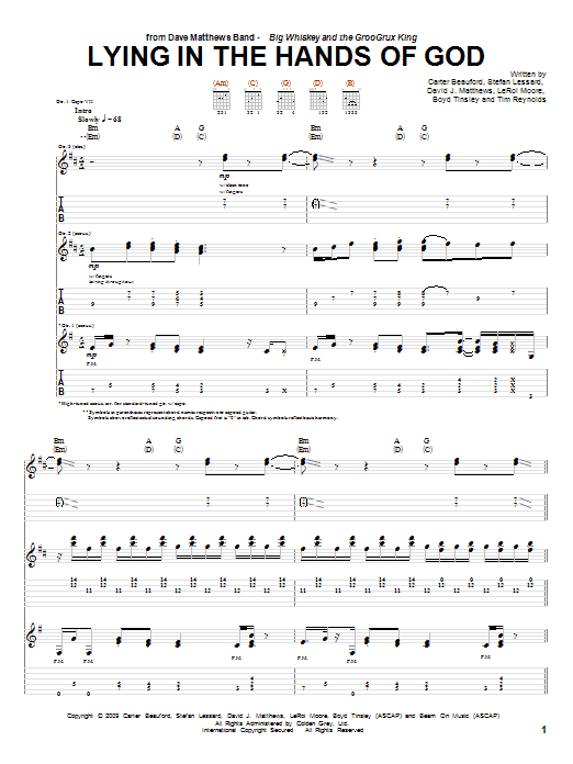 Learn to play Dave Matthews Band Lying In The Hands Of God sheet music for Guitar Tab in minutes. Dave Matthews Band Lying In The Hands Of God sheet music notes and chords. Download Printable PDF.