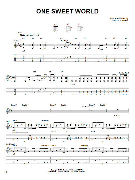 Learn to play Dave Matthews Band One Sweet World sheet music for Easy Guitar in minutes. Dave Matthews Band One Sweet World sheet music notes and chords. Download Printable PDF.