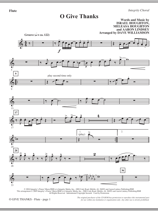 Learn to play Dave Williamson O Give Thanks - Flute sheet music for Choir Instrumental Pak in minutes. Dave Williamson O Give Thanks - Flute sheet music notes and chords. Download Printable PDF.