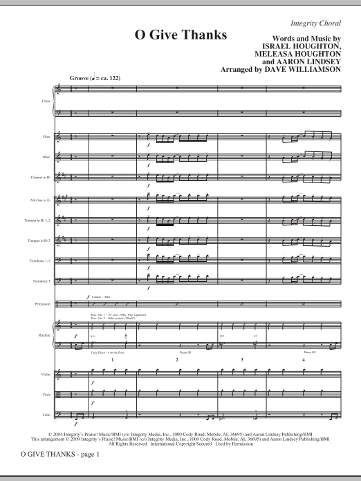Learn to play Dave Williamson O Give Thanks - Full Score sheet music for Choir Instrumental Pak in minutes. Dave Williamson O Give Thanks - Full Score sheet music notes and chords. Download Printable PDF.