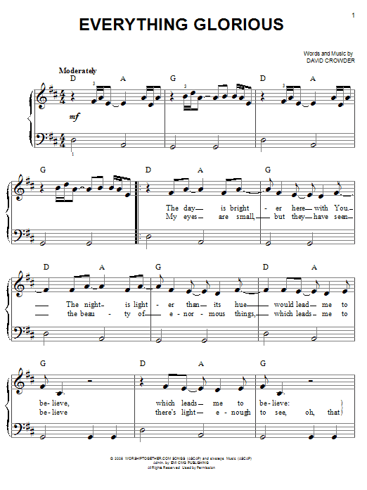 David Crowder Band Everything Glorious sheet music notes and chords. Download Printable PDF.