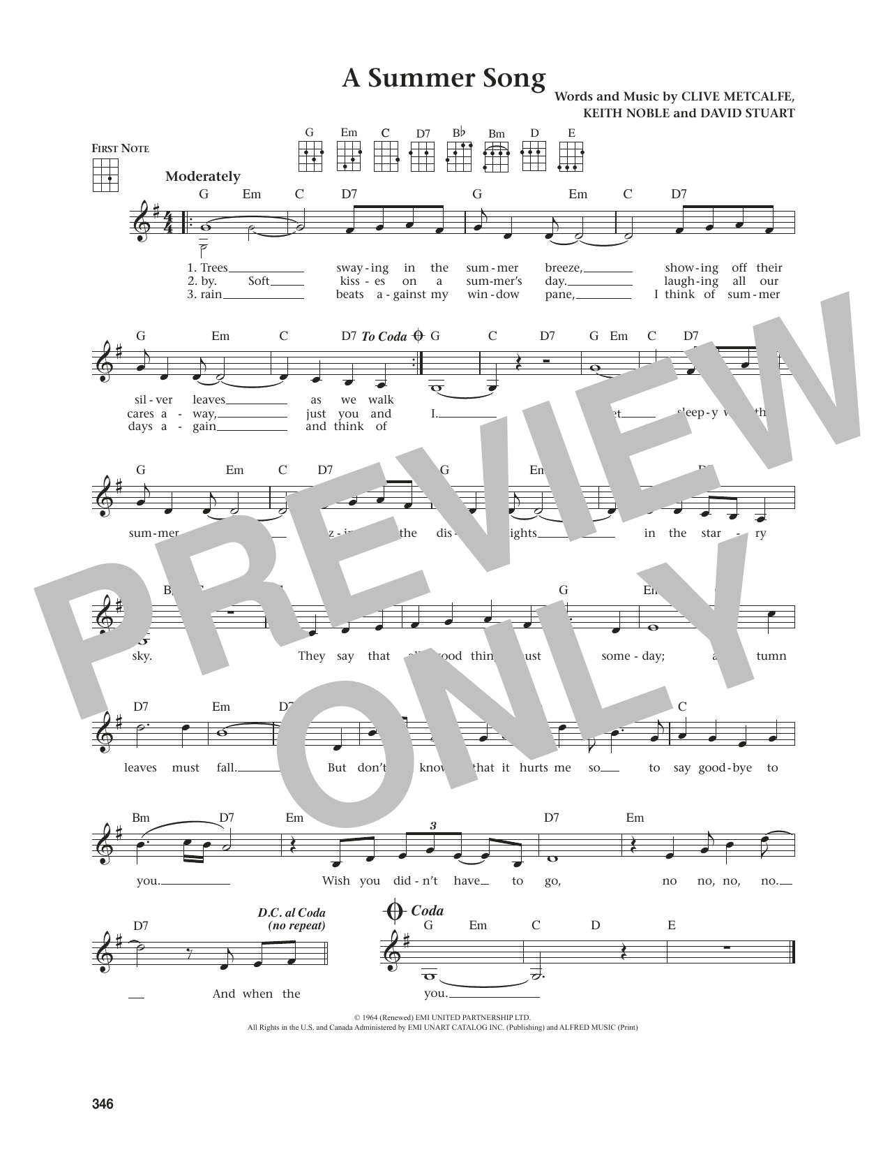 David Lanz A Summer Song (from The Daily Ukulele) (arr. Jim Beloff) sheet music notes and chords. Download Printable PDF.