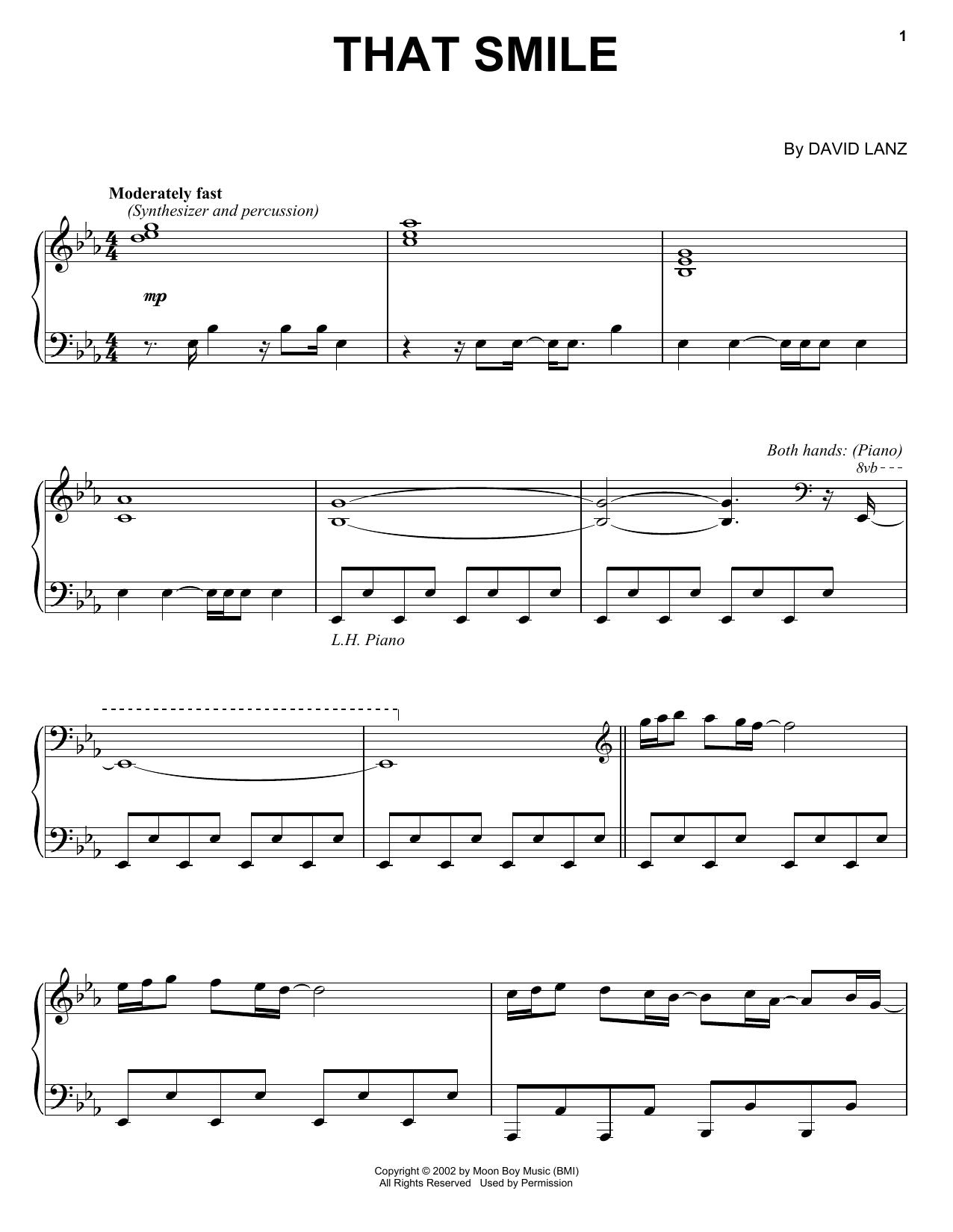 David Lanz That Smile sheet music notes and chords. Download Printable PDF.