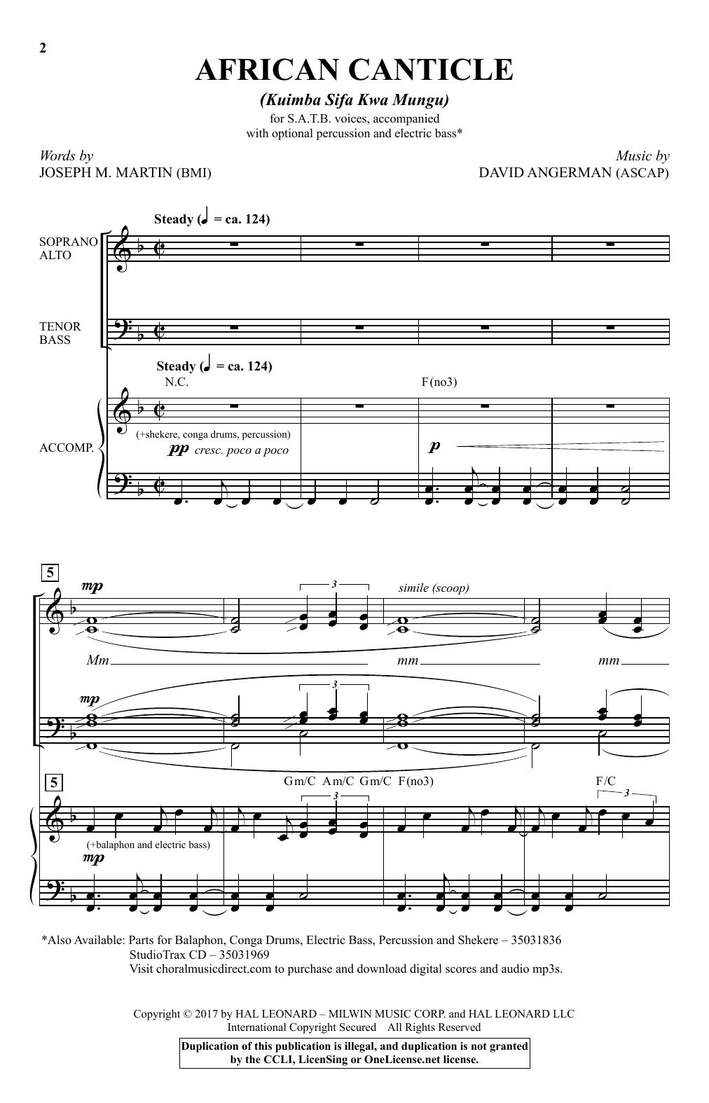 Learn to play David Angerman African Canticle (Kuimba Sifa Kwa Mungu) sheet music for SATB Choir in minutes. Price: 3.9900$ David Angerman African Canticle (Kuimba Sifa Kwa Mungu) sheet music notes and chords arranged for SATB Choir