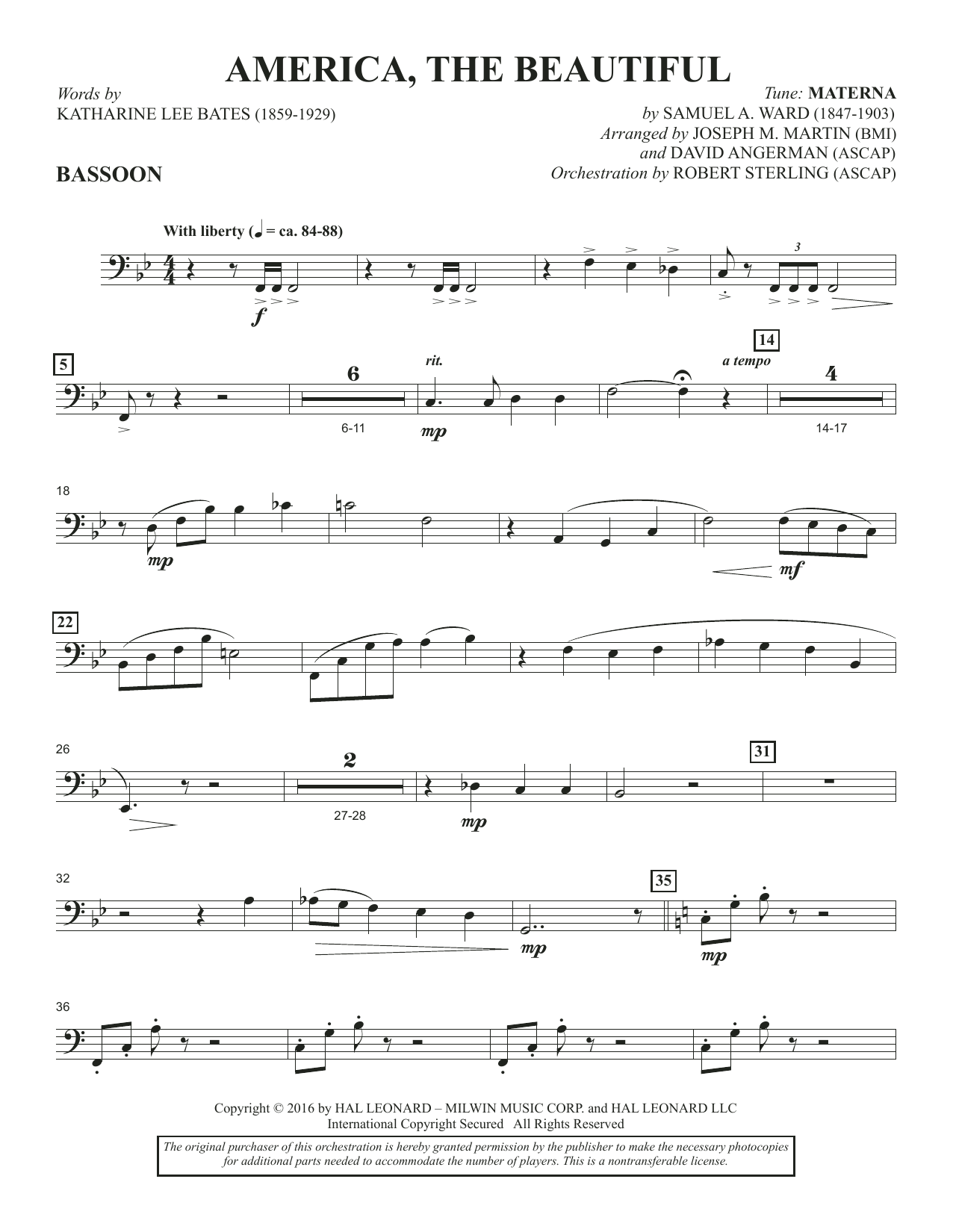 Learn to play David Angerman America, the Beautiful - Bassoon sheet music for Choir Instrumental Pak in minutes. David Angerman America, the Beautiful - Bassoon sheet music notes and chords. Download Printable PDF.