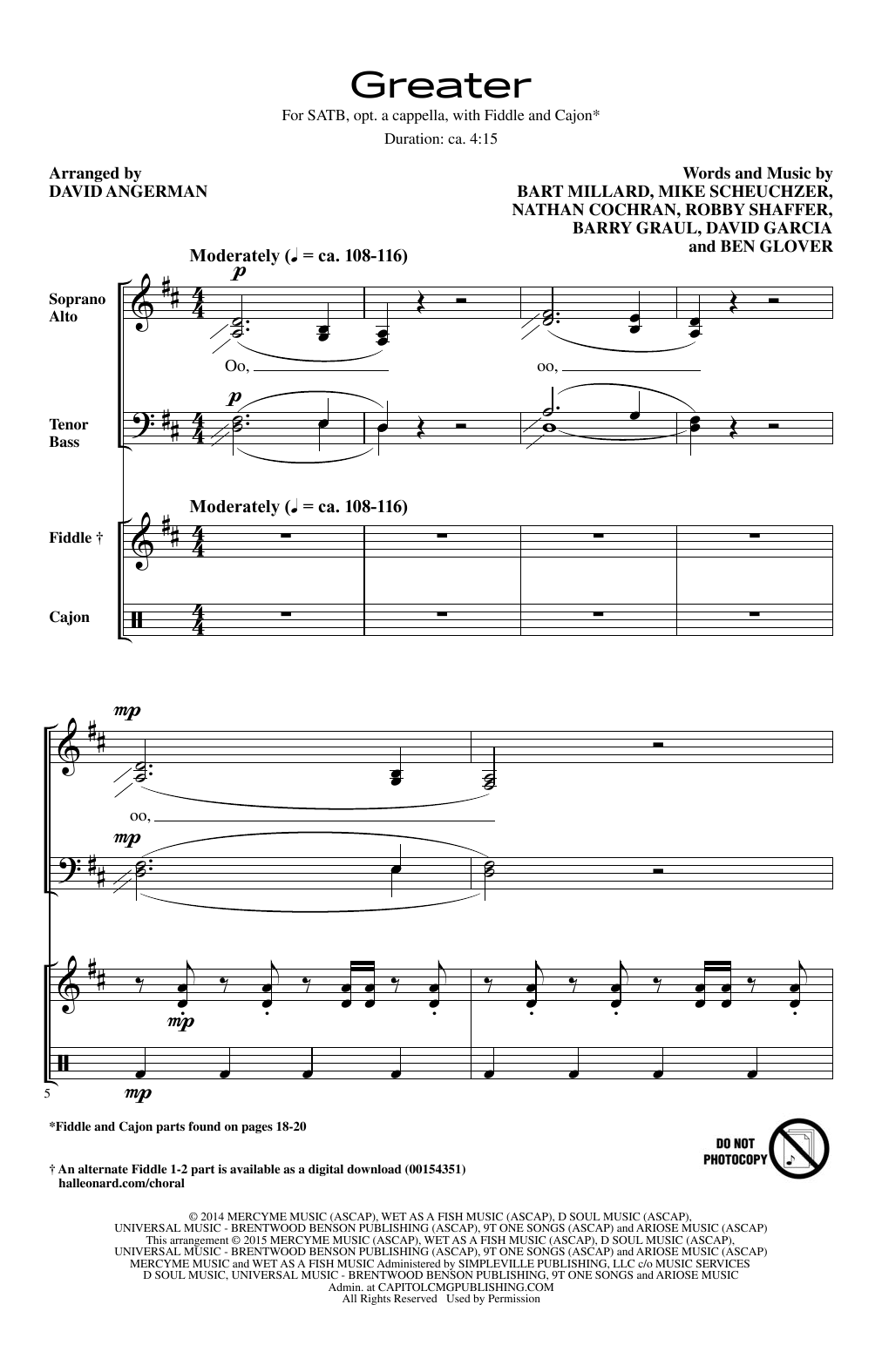 Learn to play David Angerman Greater sheet music for SATB Choir in minutes. Price: 3.9900$ David Angerman Greater sheet music notes and chords arranged for SATB Choir