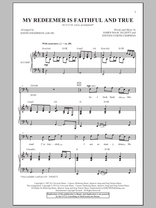 Learn to play David Angerman My Redeemer Is Faithful And True sheet music for SATB Choir in minutes. Price: 3.9900$ David Angerman My Redeemer Is Faithful And True sheet music notes and chords arranged for SATB Choir