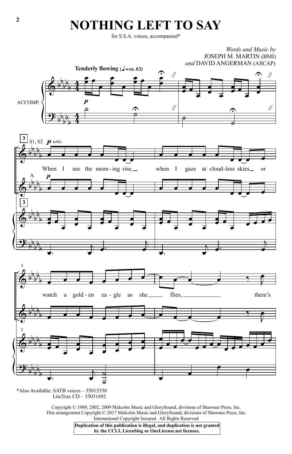 Learn to play David Angerman Nothing Left To Say sheet music for SSA Choir in minutes. Price: 3.9900$ David Angerman Nothing Left To Say sheet music notes and chords arranged for SSA Choir