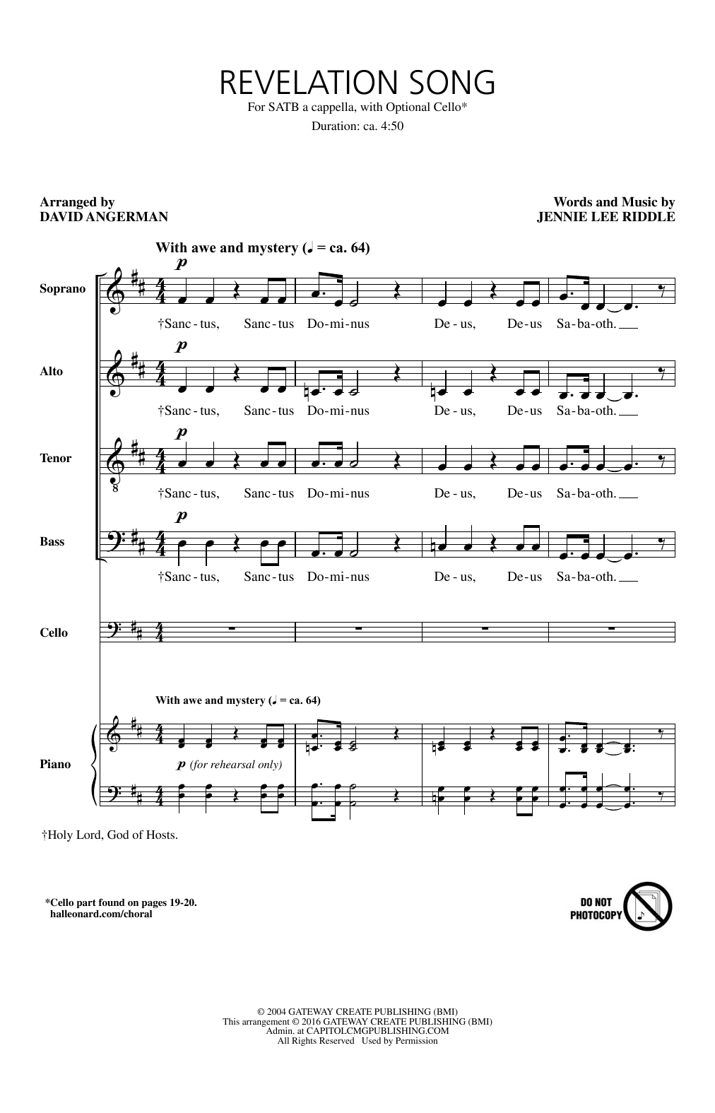 David Angerman Revelation Song sheet music notes and chords. Download Printable PDF.