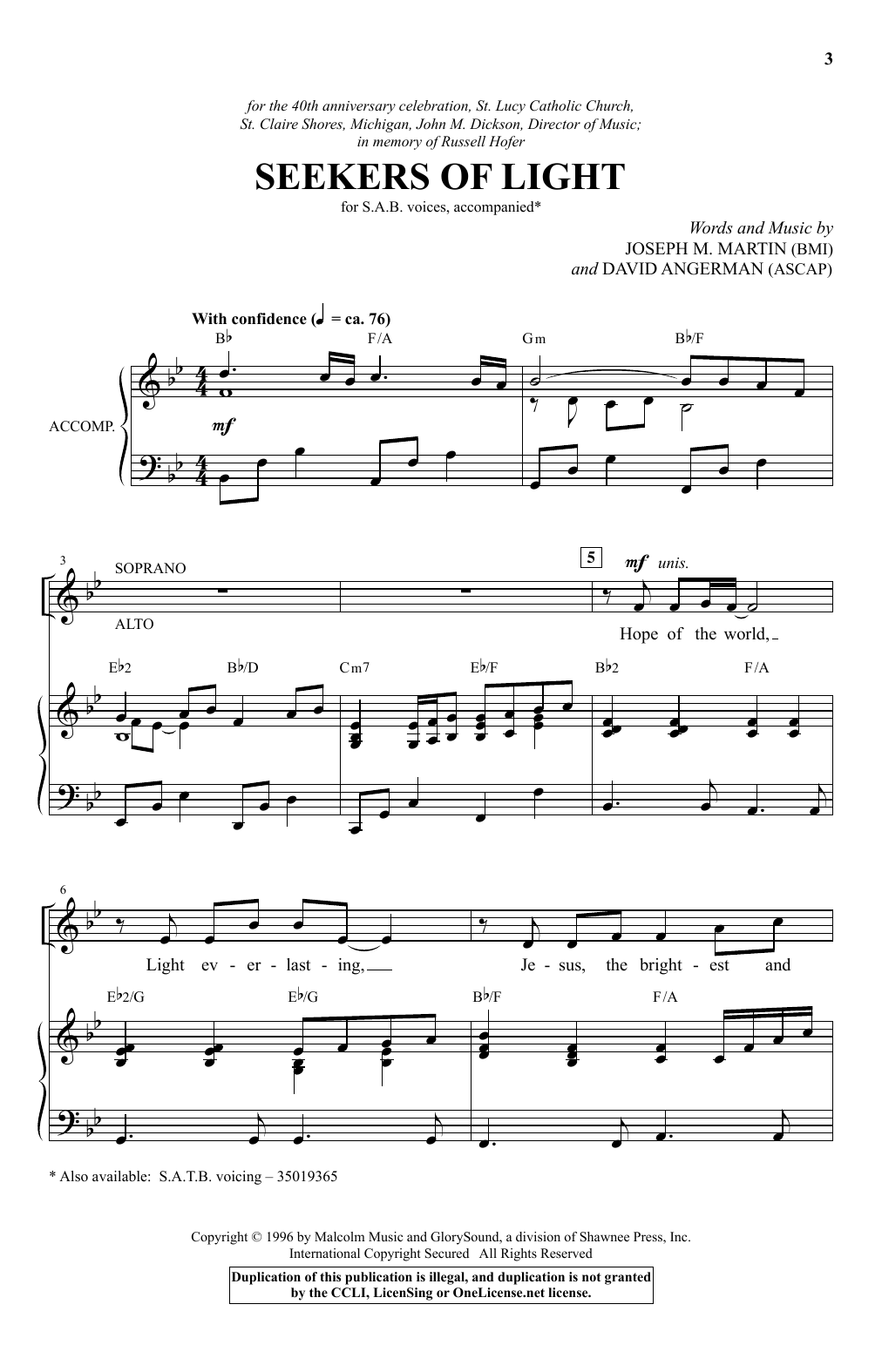 David Angerman Seekers Of Light sheet music notes and chords. Download Printable PDF.