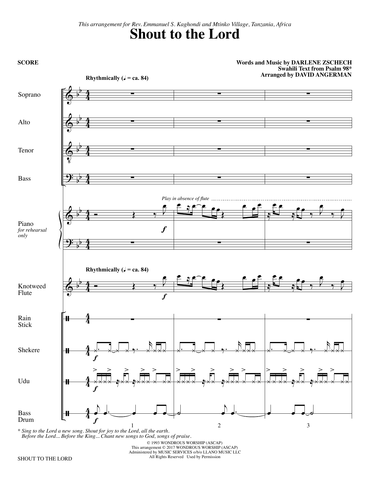 Learn to play David Angerman Shout to the Lord - Full Score sheet music for Choir Instrumental Pak in minutes. David Angerman Shout to the Lord - Full Score sheet music notes and chords. Download Printable PDF.