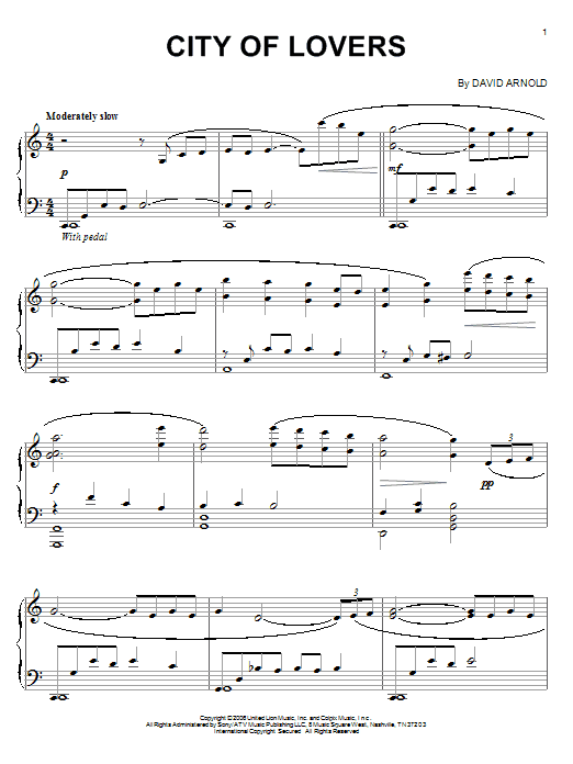 David Arnold City Of Lovers sheet music notes and chords. Download Printable PDF.