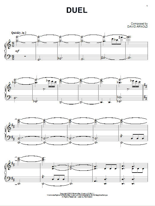 David Arnold Duel sheet music notes and chords. Download Printable PDF.