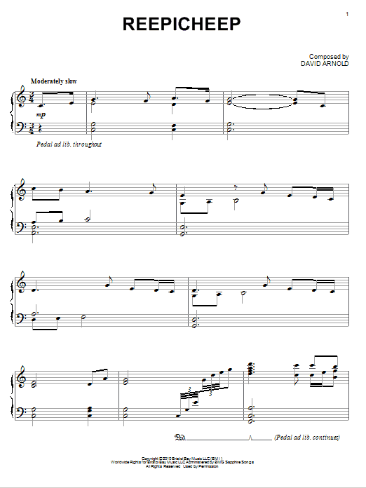 David Arnold Reepicheep sheet music notes and chords. Download Printable PDF.