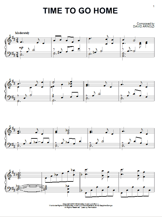 Learn to play David Arnold Time To Go Home sheet music for Piano Solo in minutes. David Arnold Time To Go Home sheet music notes and chords