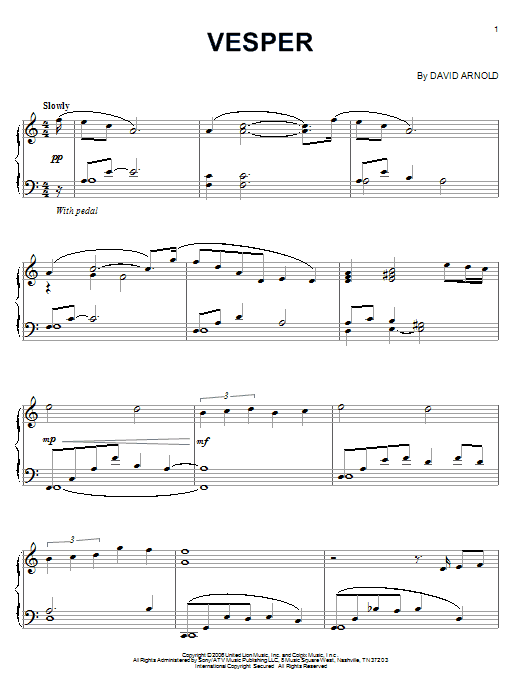 David Arnold Vesper (from 'Casino Royale') sheet music notes and chords. Download Printable PDF.