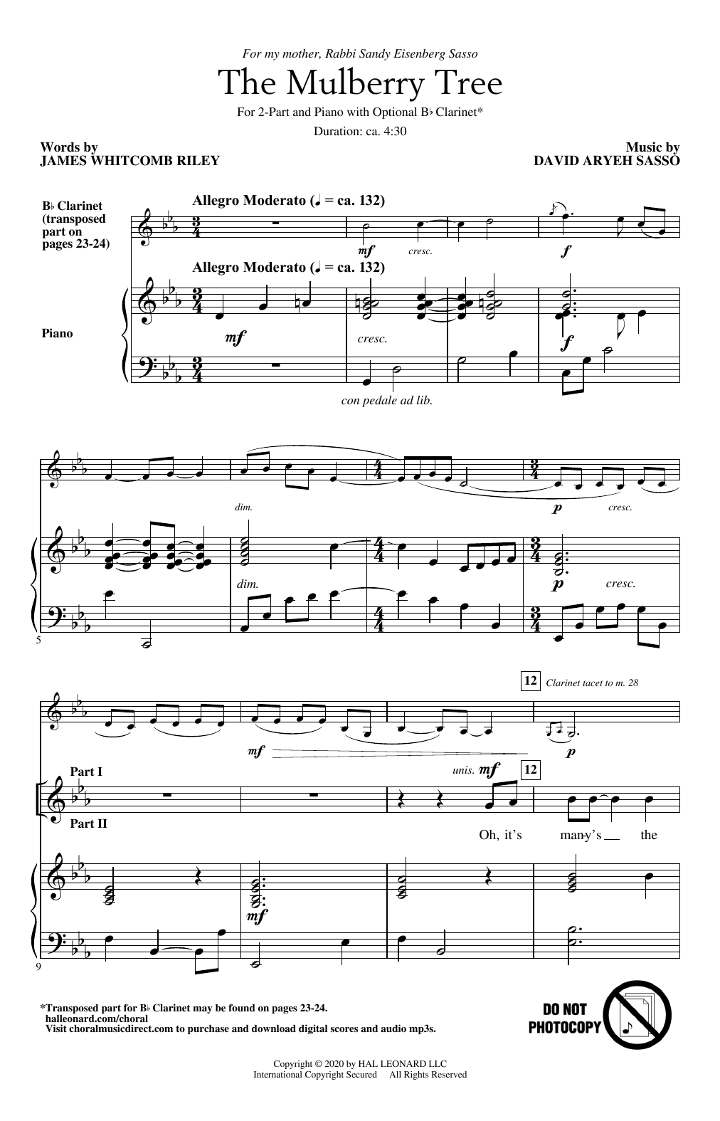Learn to play David Aryeh Sasso The Mulberry Tree sheet music for 2-Part Choir in minutes. Price: 3.9900$ David Aryeh Sasso The Mulberry Tree sheet music notes and chords arranged for 2-Part Choir
