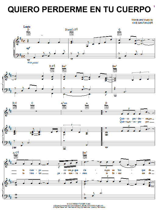 David Bisbal Quiero Perderme En Tu Cuerpo Sheet Music Pdf Notes Chords Latin Score Piano Vocal Guitar Right Hand Melody Download Printable Sku 52254