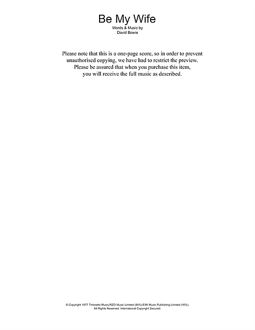 Learn to play David Bowie Be My Wife sheet music for Guitar Chords/Lyrics in minutes. David Bowie Be My Wife sheet music notes and chords. Download Printable PDF.