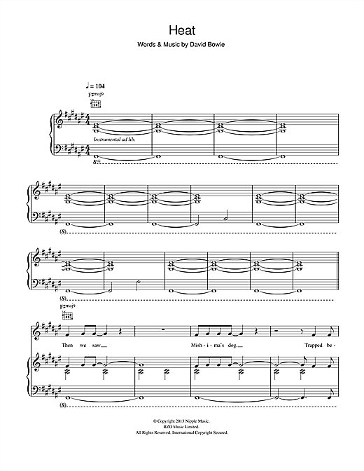 David Bowie Heat sheet music notes and chords. Download Printable PDF.