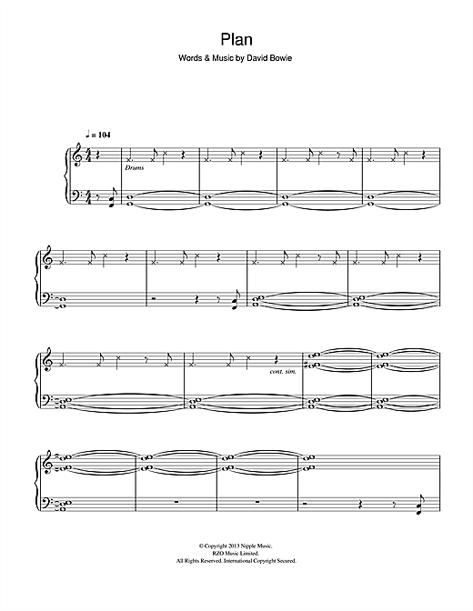 David Bowie Plan sheet music notes and chords. Download Printable PDF.