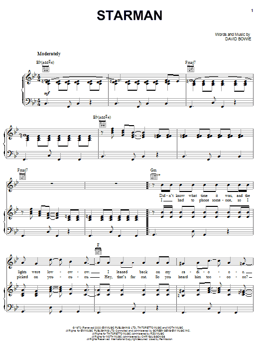 Learn to play David Bowie Starman sheet music for Guitar Tab in minutes. David Bowie Starman sheet music notes and chords. Download Printable PDF.