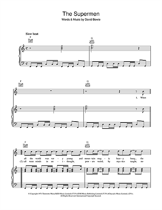 David Bowie The Supermen sheet music notes and chords. Download Printable PDF.