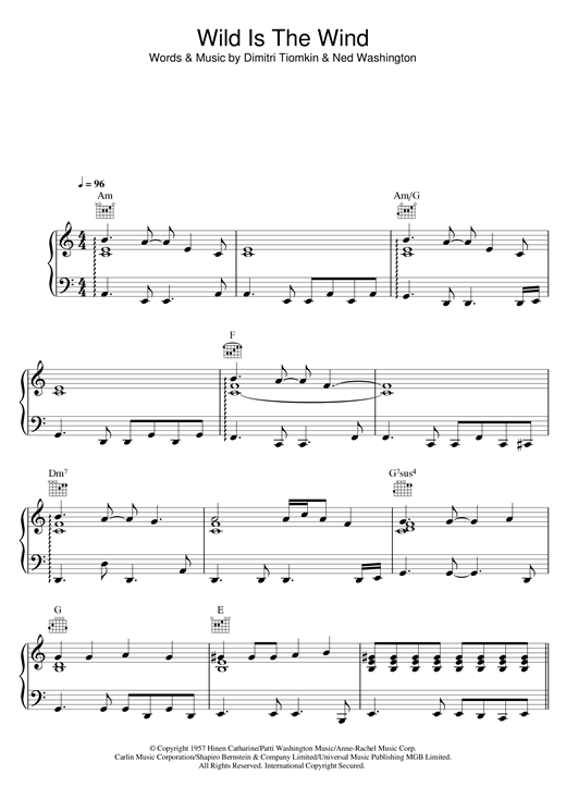 David Bowie Wild Is The Wind sheet music notes and chords. Download Printable PDF.