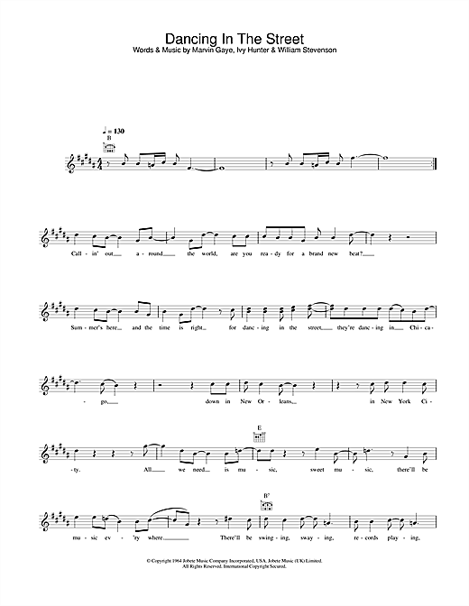 Learn to play David Bowie & Mick Jagger Dancing In The Street sheet music for Lead Sheet / Fake Book in minutes. David Bowie & Mick Jagger Dancing In The Street sheet music notes and chords. Download Printable PDF.