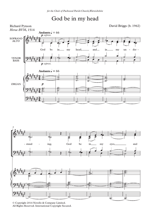 David Briggs God Be In My Head sheet music notes and chords. Download Printable PDF.