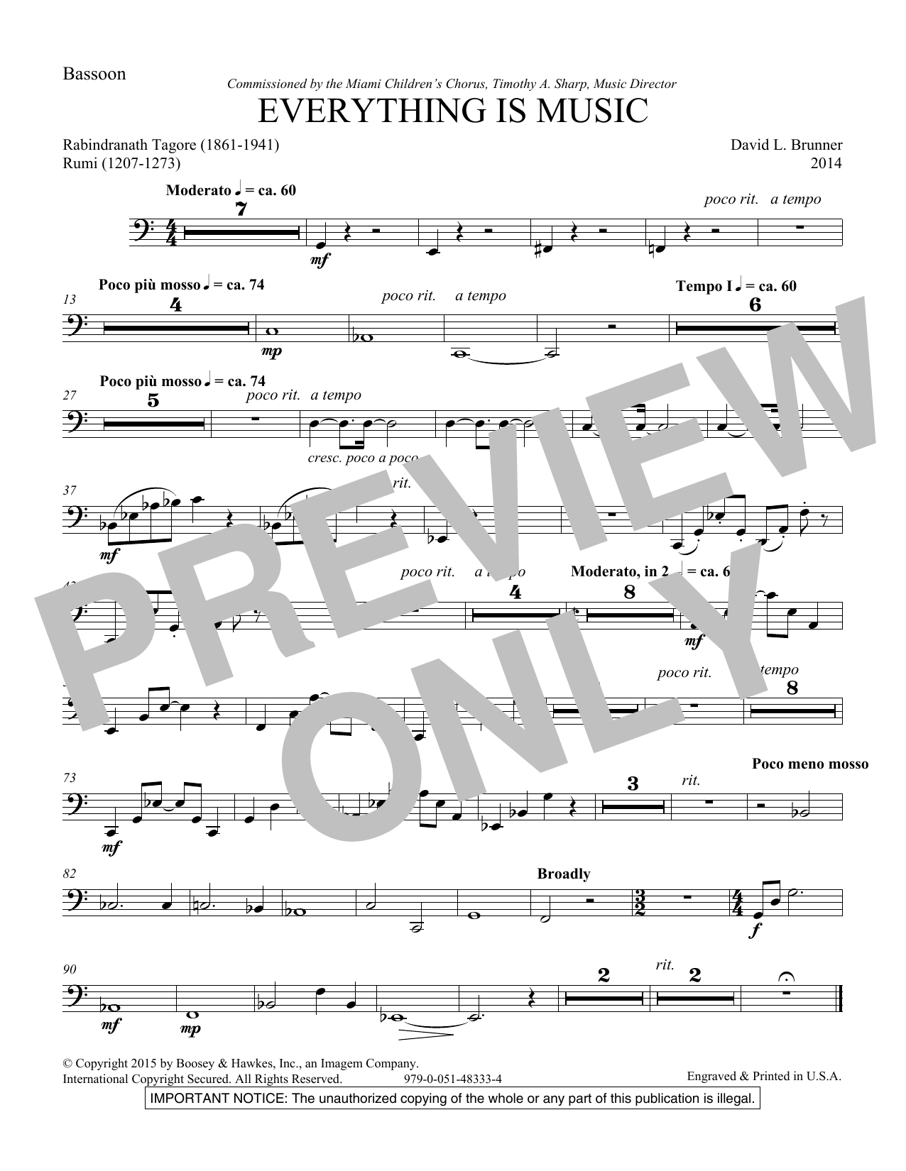 David Brunner Everything Is Music Bassoon Sheet Music Pdf Notes Chords Classical Score 1043