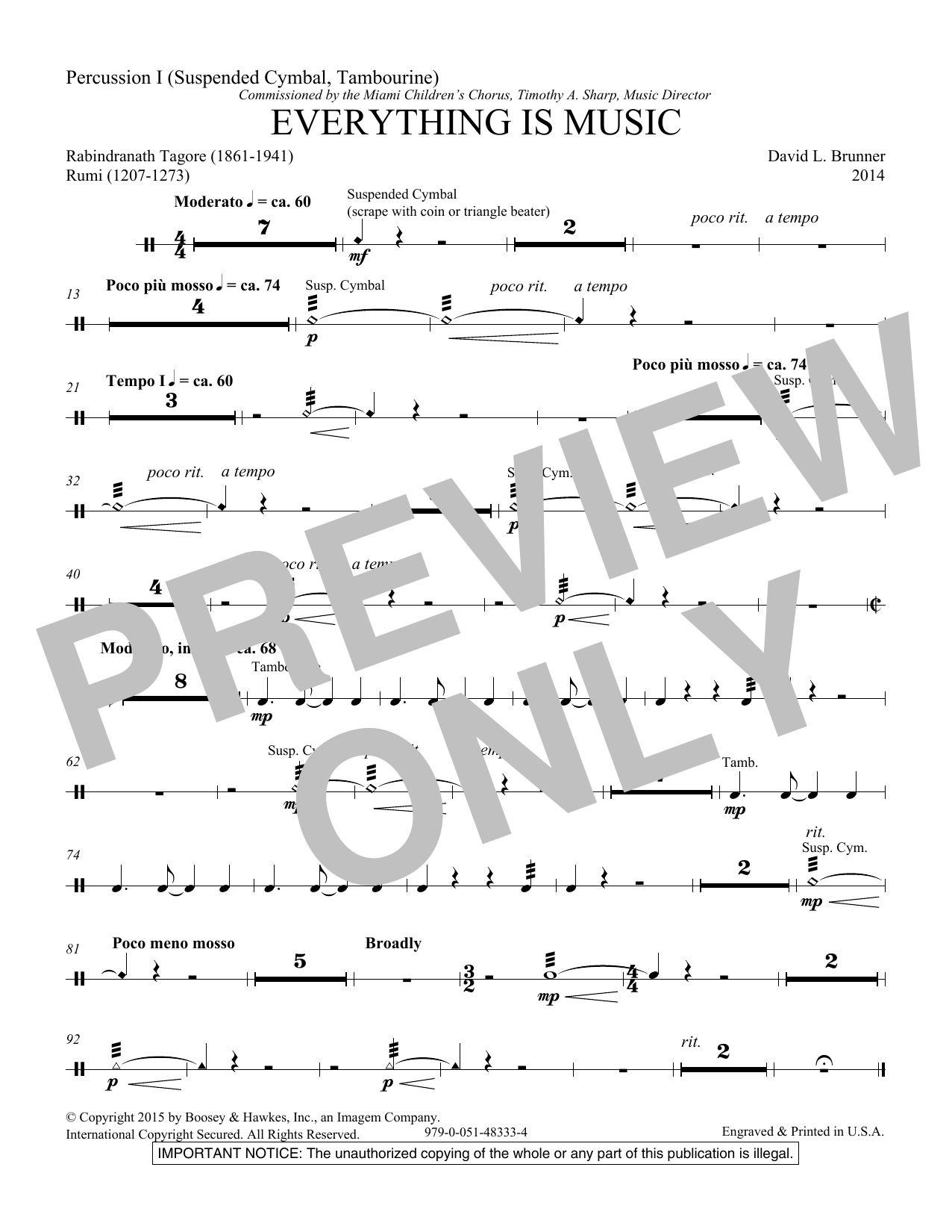 David Brunner Everything Is Music Percussion 1 Sheet Music Pdf Notes Chords Classical 5534
