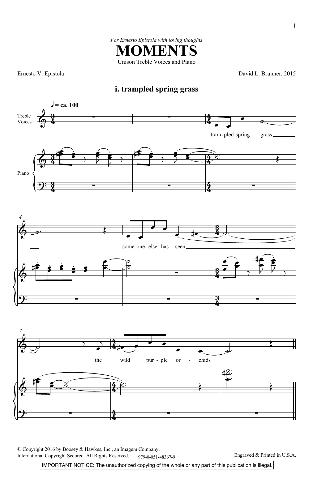 David Brunner Moments sheet music notes and chords. Download Printable PDF.