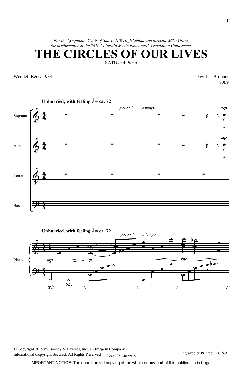 David Brunner The Circles Of Our Lives Sheet Music Pdf Notes Chords Classical Score Satb 3902