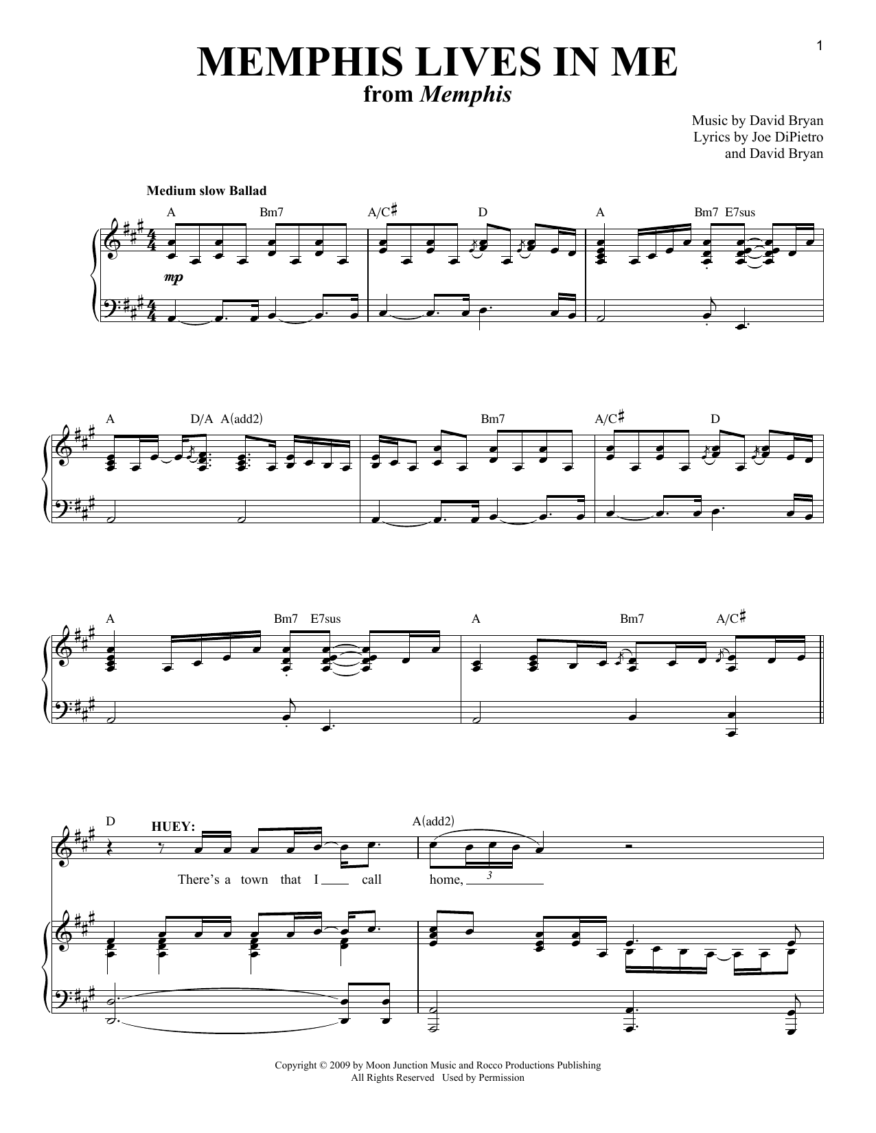 David bryan memphis lives in me sheet music pdf notes chords