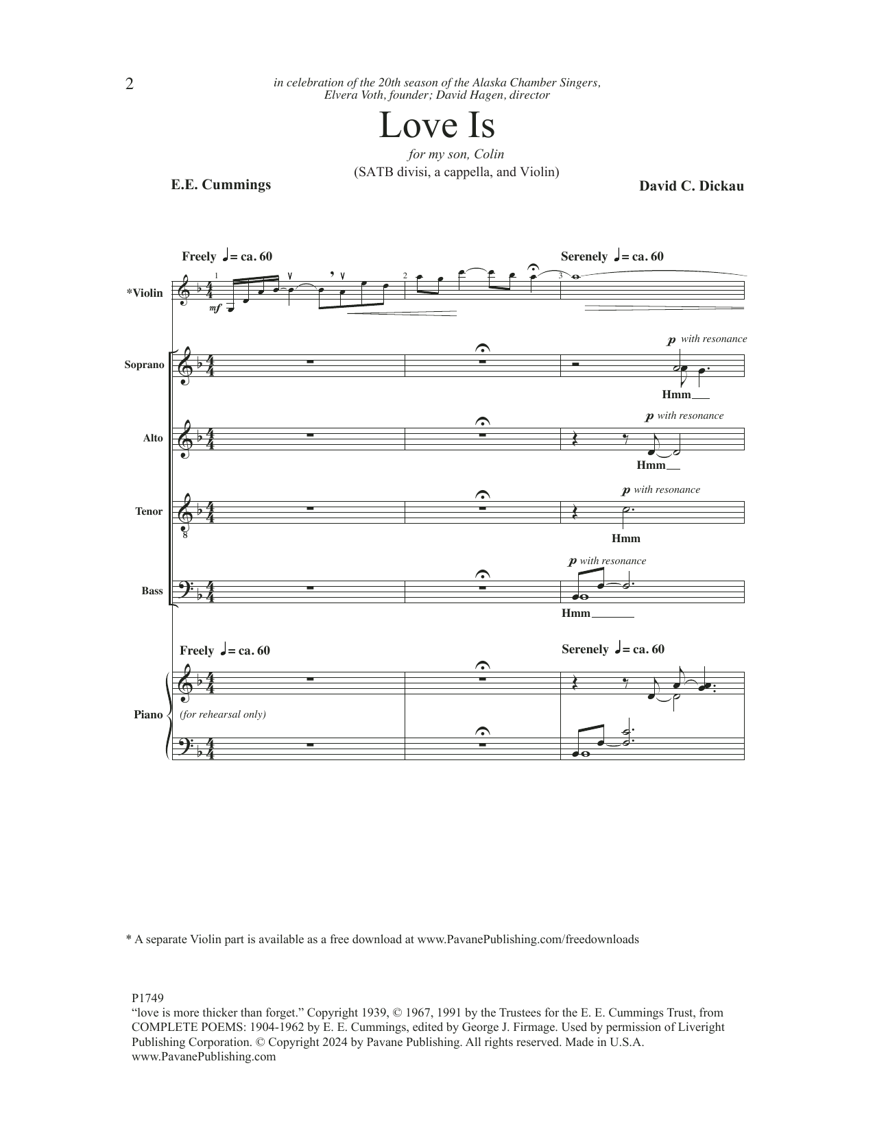 David C. Dickau Love Is sheet music notes and chords. Download Printable PDF.