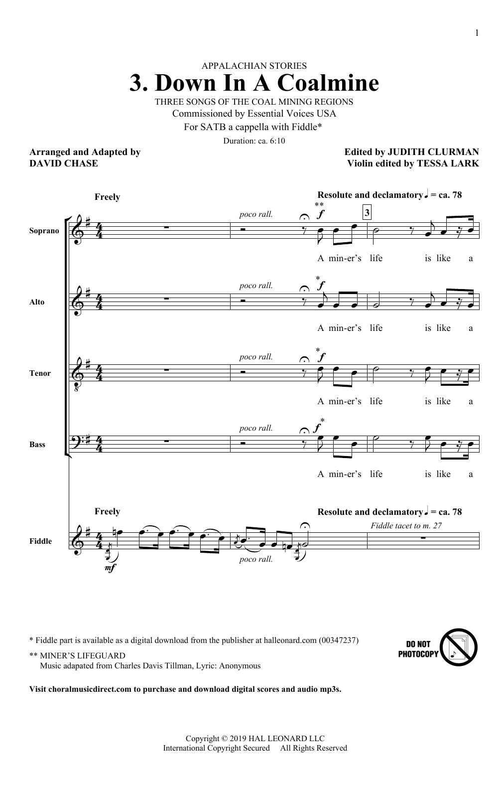 Learn to play David Chase Down In A Coalmine (No. 3 from Appalachian Stories) sheet music for SATB Choir in minutes. Price: 3.9900$ David Chase Down In A Coalmine (No. 3 from Appalachian Stories) sheet music notes and chords arranged for SATB Choir