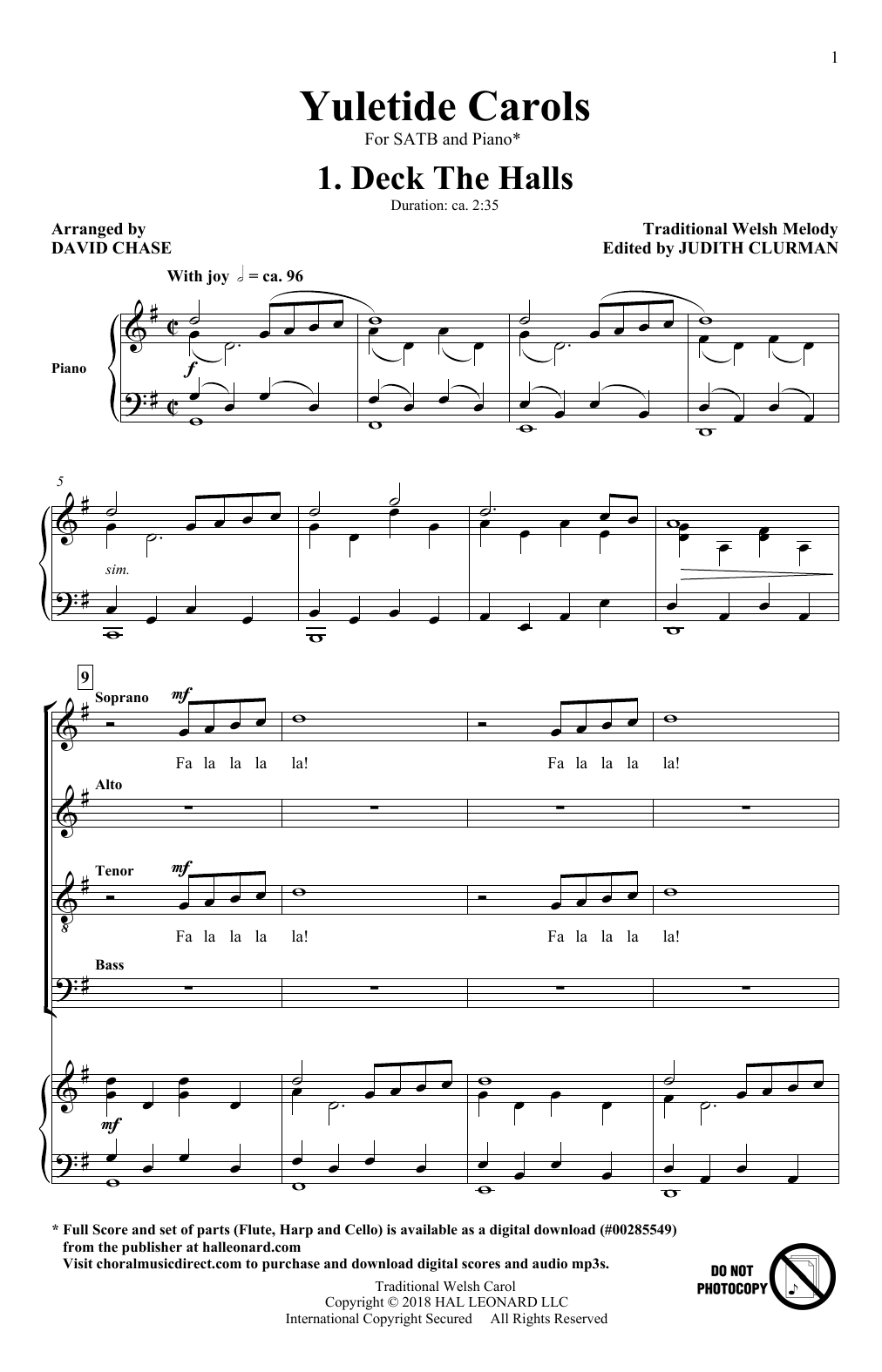 David Chase Yuletide Carols Sheet Music Pdf Notes Chords Christmas Score Satb Choir Download Printable Sku 415688