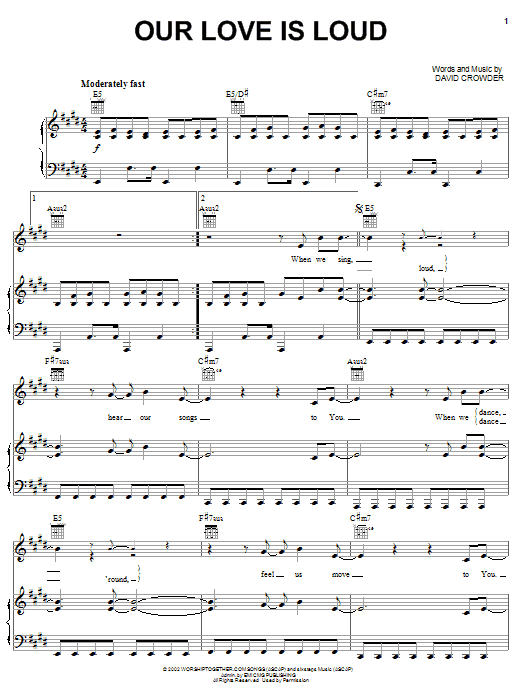 Learn to play David Crowder Our Love Is Loud sheet music for Lead Sheet / Fake Book in minutes. Price: 5.9900$ David Crowder Our Love Is Loud sheet music notes and chords arranged for Lead Sheet / Fake Book
