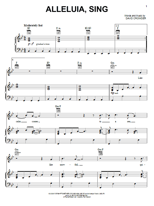 David Crowder Band Alleluia, Sing sheet music notes and chords. Download Printable PDF.