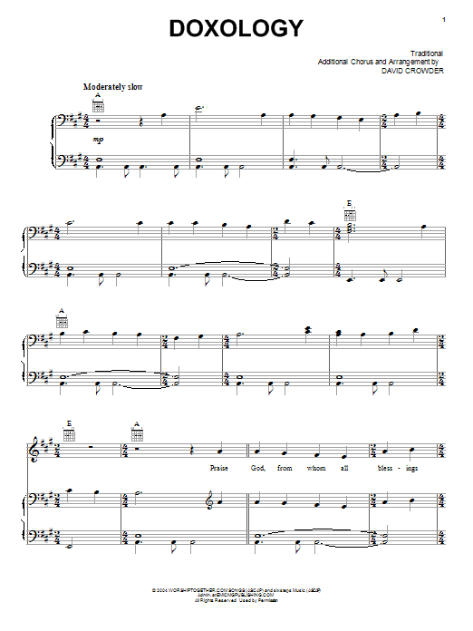 David Crowder Band Doxology sheet music notes and chords. Download Printable PDF.