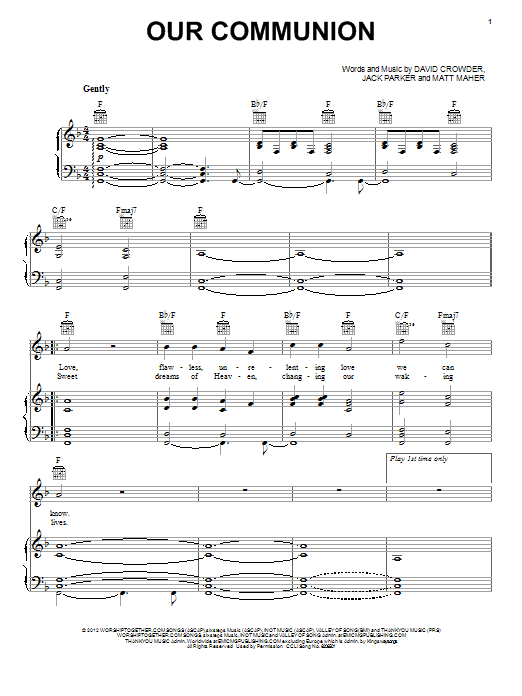 David Crowder Band Our Communion sheet music notes and chords. Download Printable PDF.