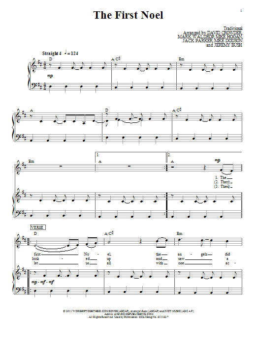 David Crowder Band The First Noel Sheet Music Pdf Notes Chords Christian Score Piano Vocal Guitar Right Hand Melody Download Printable Sku 86555