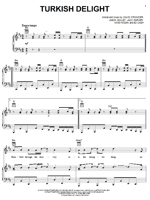 David Crowder Band Turkish Delight sheet music notes and chords. Download Printable PDF.