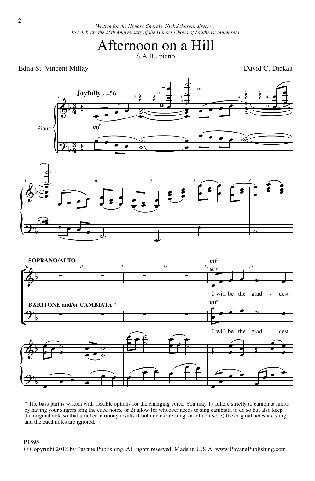 Learn to play David Dickau Afternoon On A Hill sheet music for SAB Choir in minutes. Price: 3.9900$ David Dickau Afternoon On A Hill sheet music notes and chords arranged for SAB Choir