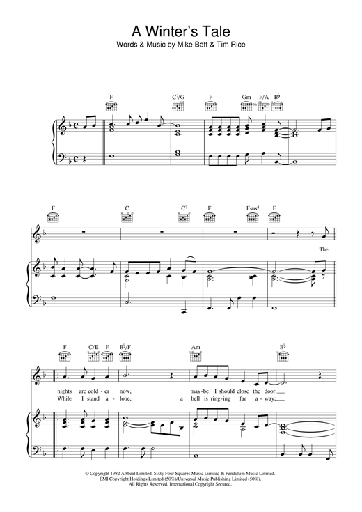 Learn to play David Essex A Winter's Tale sheet music for Piano Chords/Lyrics in minutes. Price: 3.9900$ David Essex A Winter's Tale sheet music notes and chords arranged for Piano Chords/Lyrics