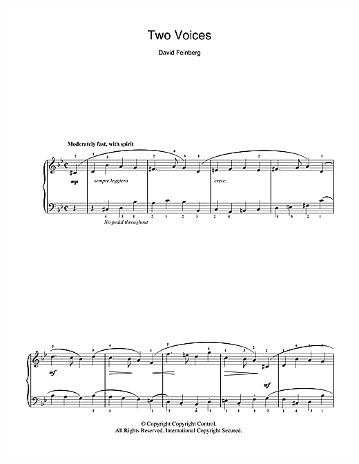 David Feinberg Two Voices sheet music notes and chords. Download Printable PDF.