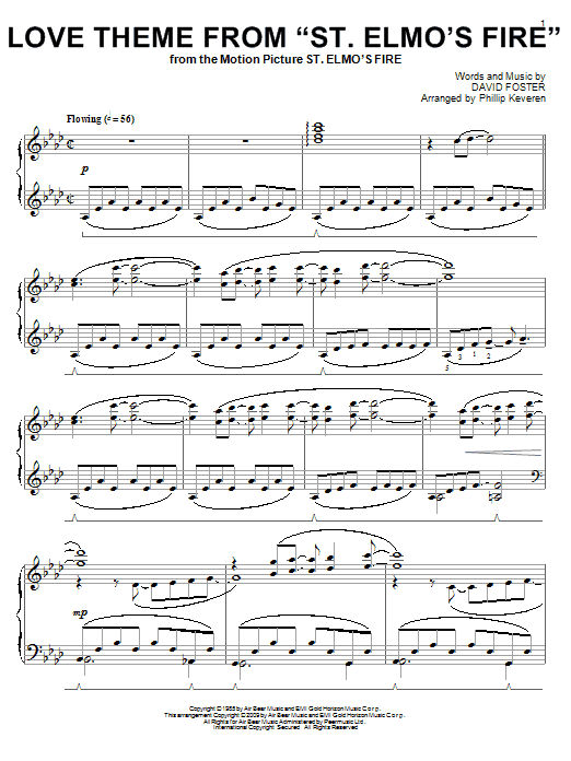 David Foster Love Theme From St. Elmo's Fire sheet music notes and chords. Download Printable PDF.