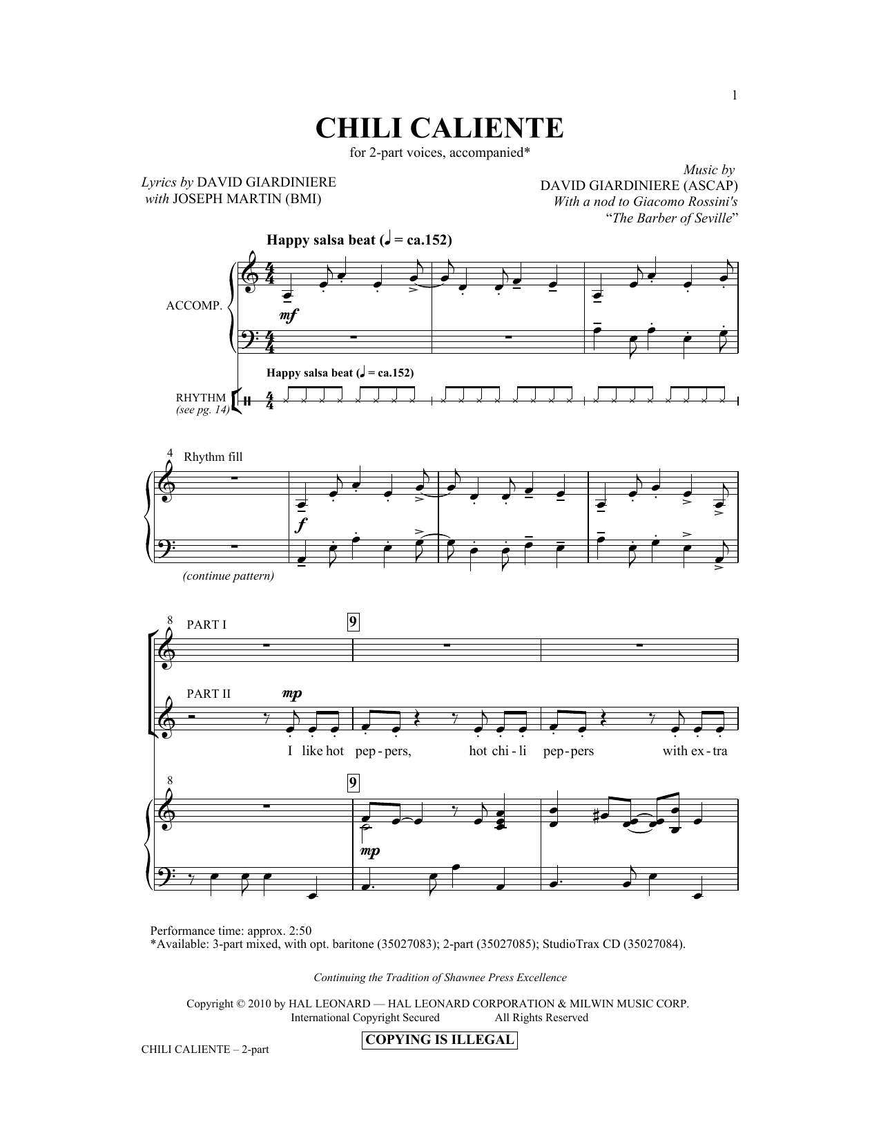 David Giardiniere Chili Caliente sheet music notes and chords. Download Printable PDF.