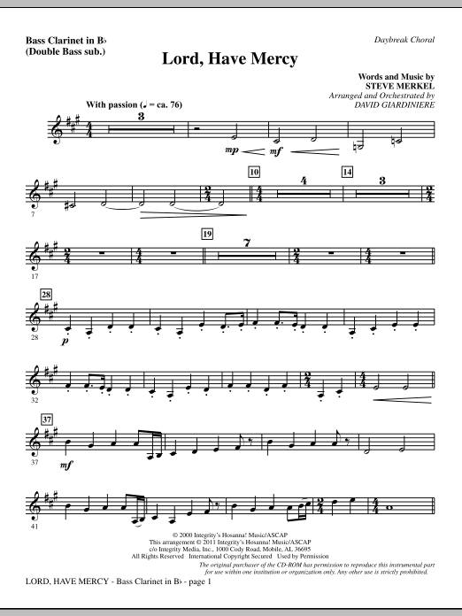 David Giardiniere Lord Have Mercy Bass Clarinet Sub Dbl Bass Sheet Music Pdf Notes Chords Christian Score Choir Instrumental Pak Download Printable Sku 301584